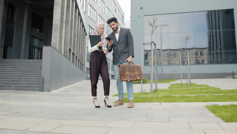 business meeting in an urban setting