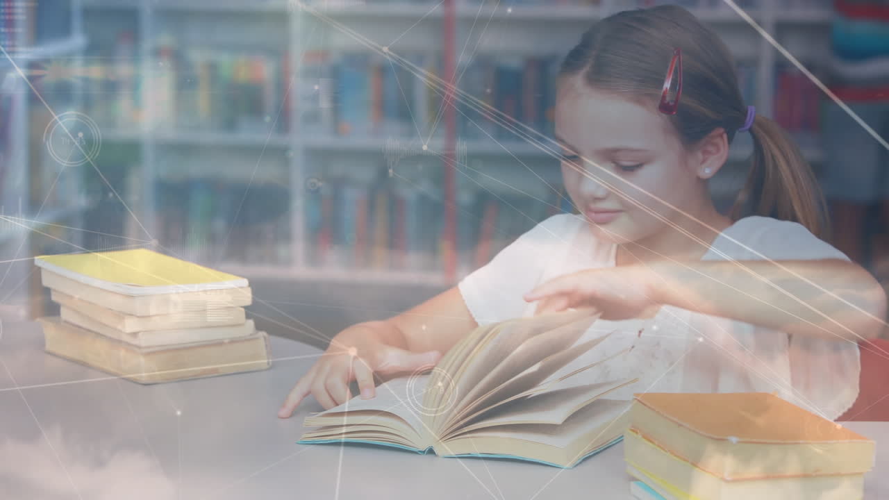 카우카스 여성 학생들의 독서에 대한 연결망의 애니메이션