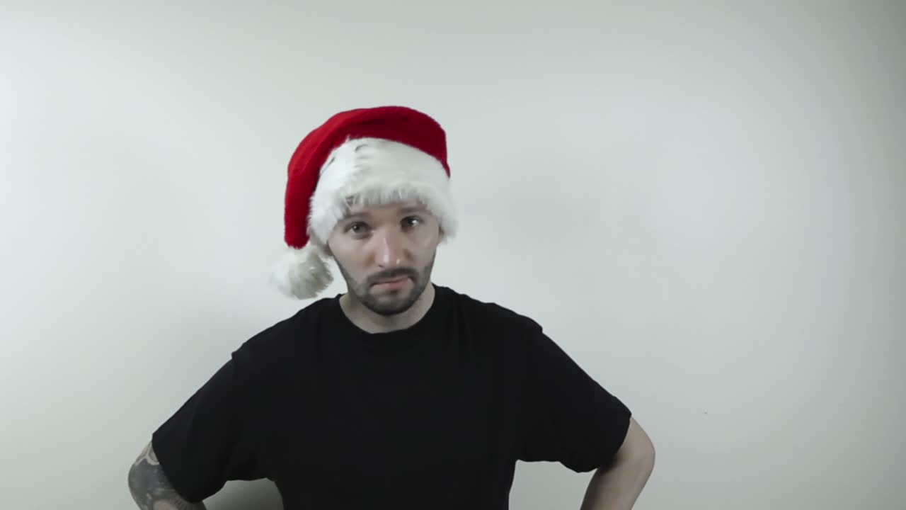 Grumpy Man in Santa Hat