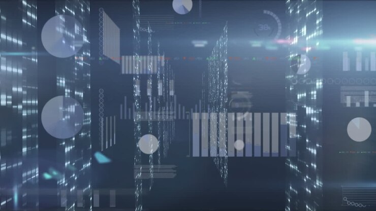 Animation of statistics and data processing over computer servers