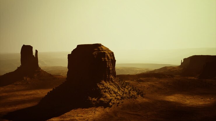 Desert Landscape with Dramatic Rock Formations