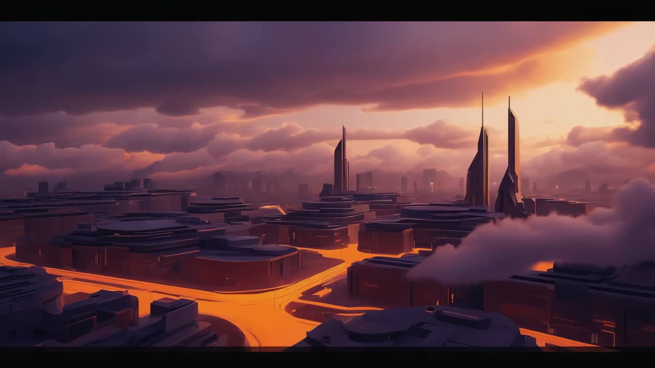 Futuristic Cityscape at Sunset