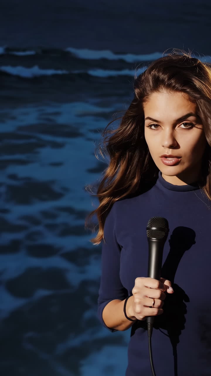Singer on the Beach at Sunset