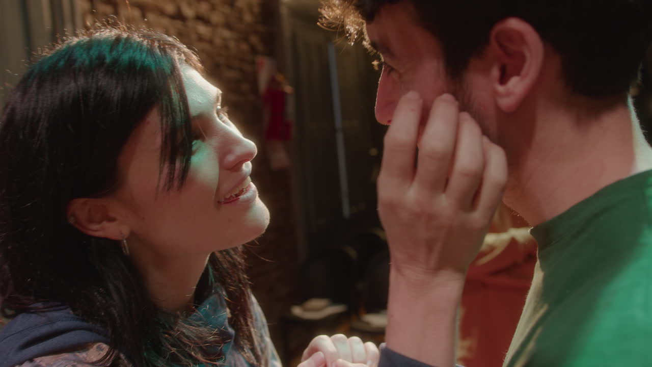 Couple of Young Actors Having Love Dialogue on Theater Stage