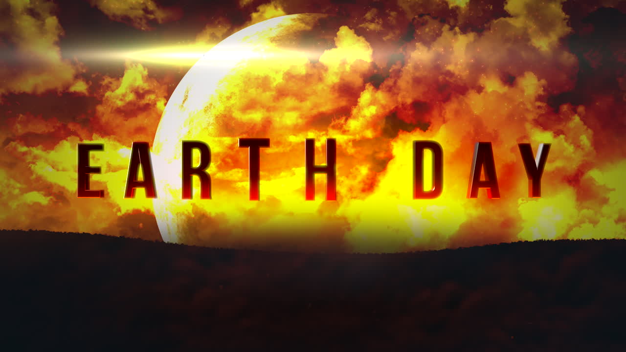 день земли с большой планетой и облаками в темной галактике