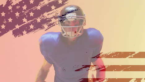 Animation-of-caucasian-american-football-player-and-flag-of-usa