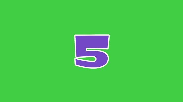 Flat cartoon countdown colorful number ten to one animation on green screen background