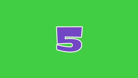 Flat-cartoon-countdown-colorful-number-ten-to-one-animation-on-green-screen-background