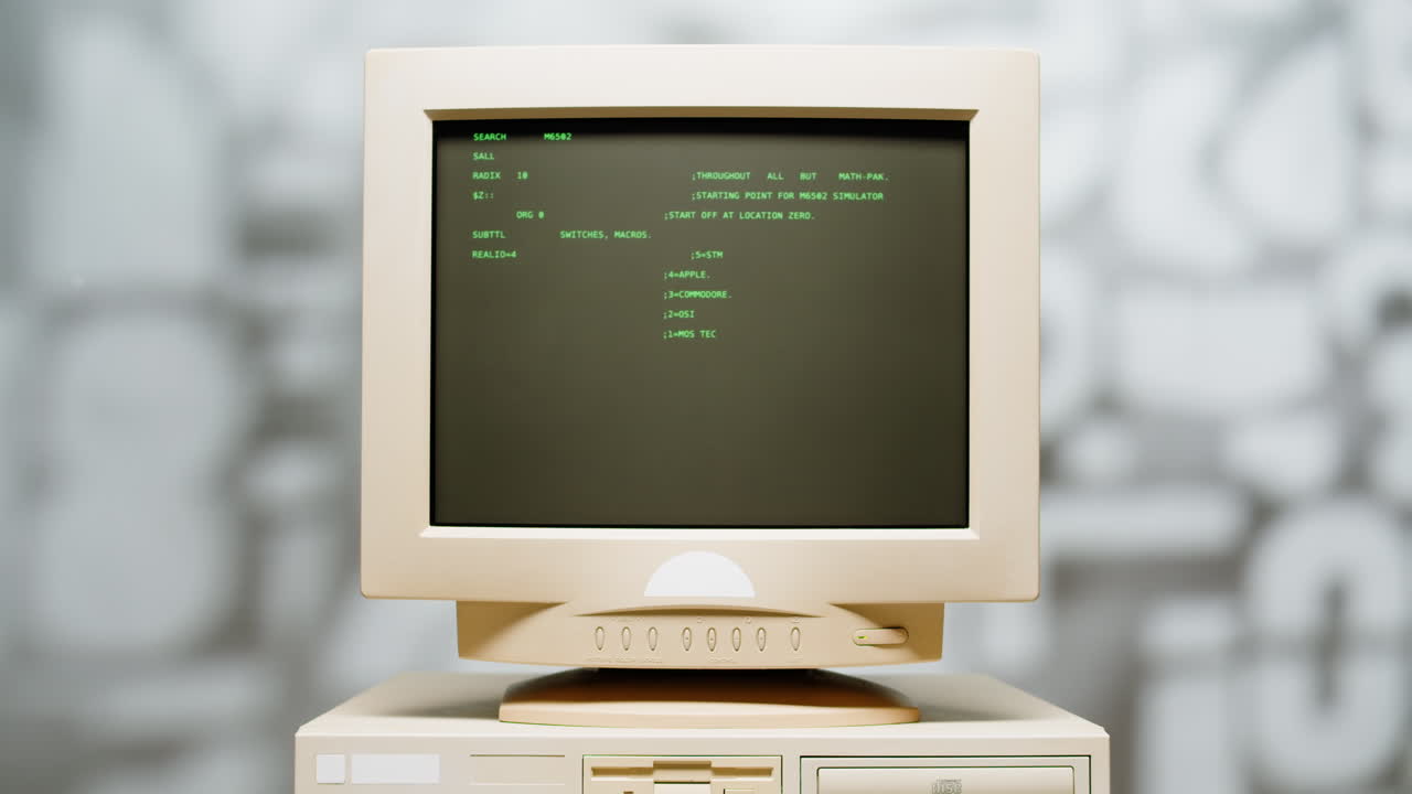 Vintage Computer Monitor Showing Text-Based Interface