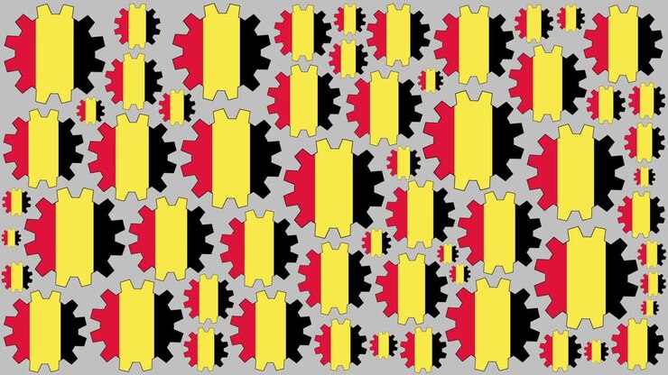 Belgian flag gears spinning background