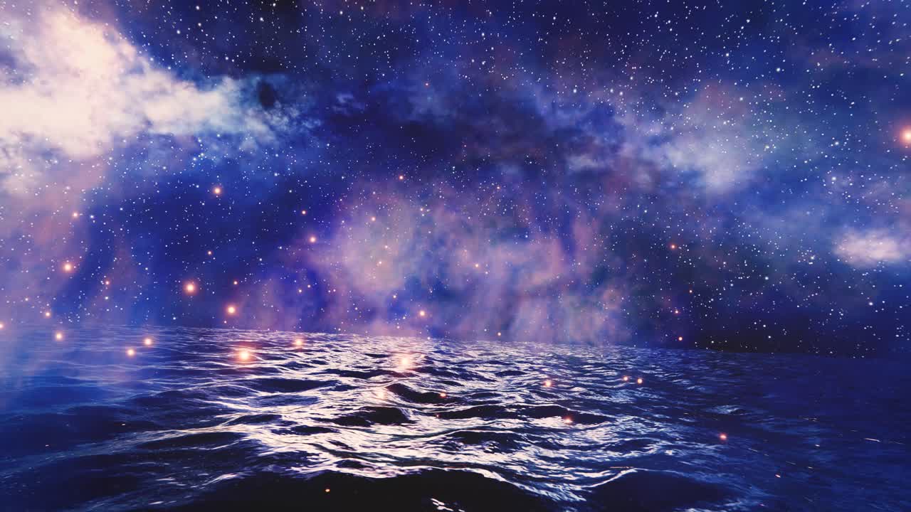 Mystical Ocean Waves Under a Cosmic Starry Sky