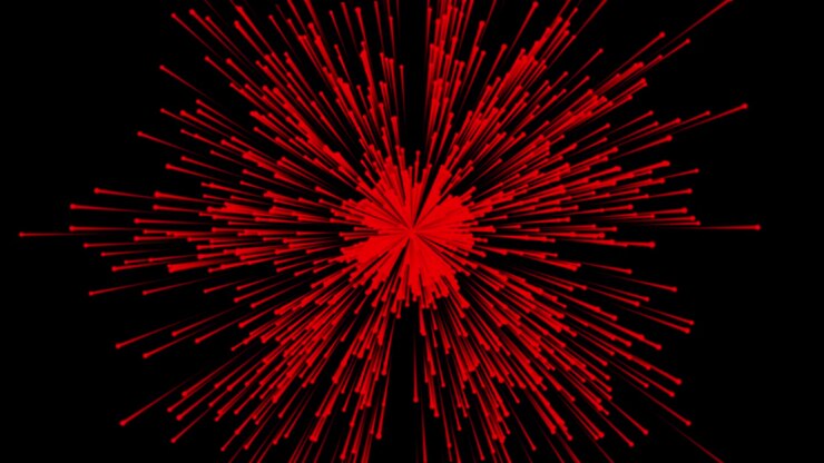 4K glowing red particle effect