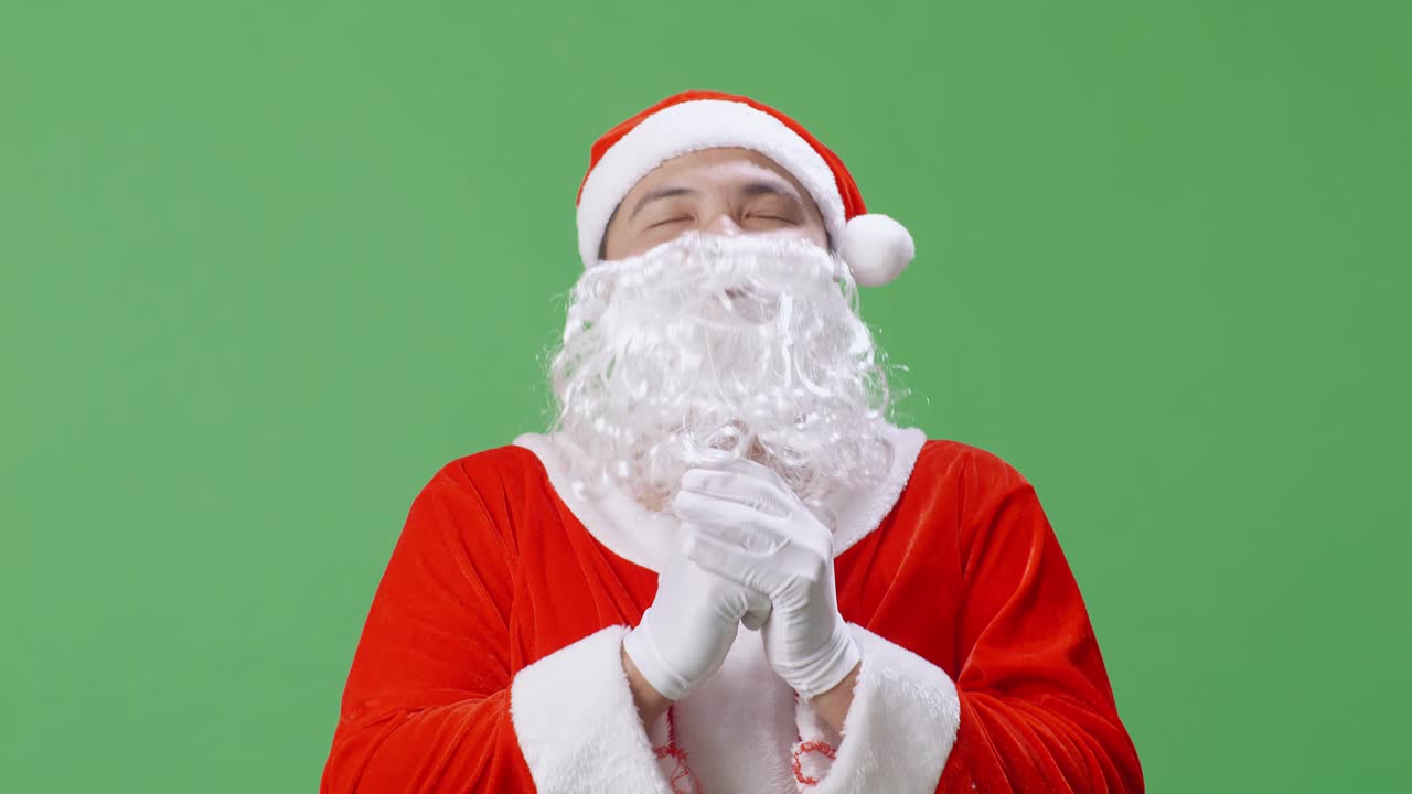 녹색 스크린에 있는 산타클로스 초상화