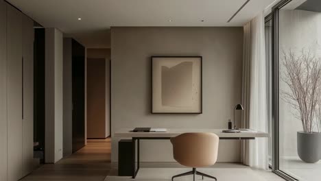 escritório doméstico minimalista moderno
