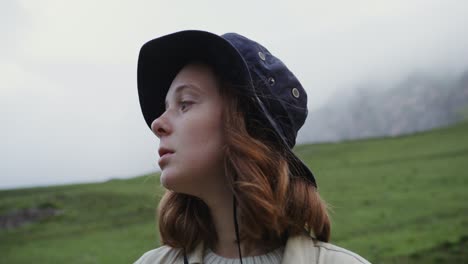 woman hiking in the mountains