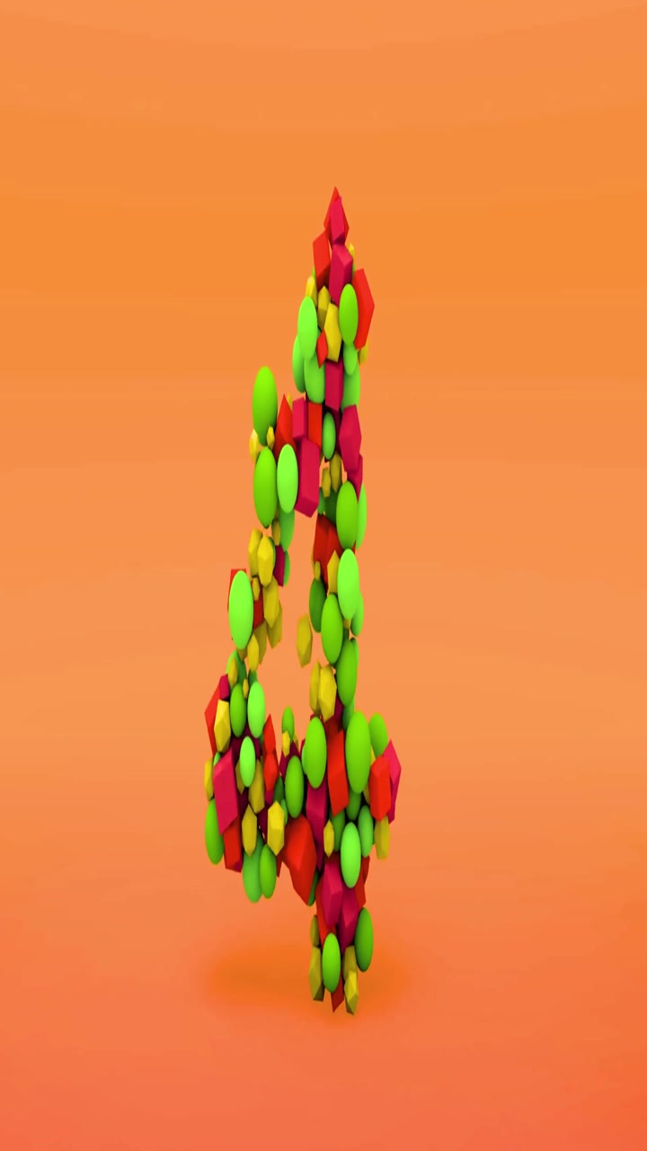 Animazione conto alla rovescia con forme geometriche 3D colorate