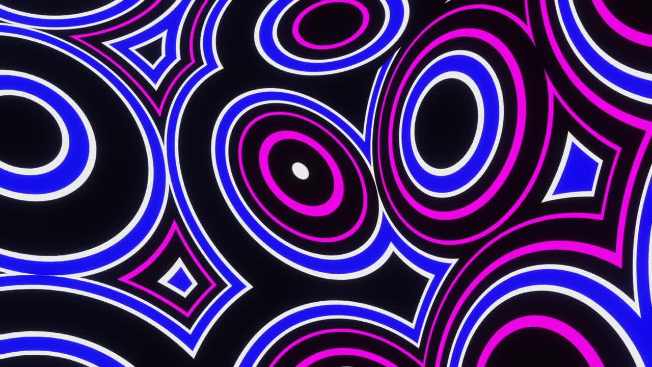 Pulsating abstract circles of pink and blue