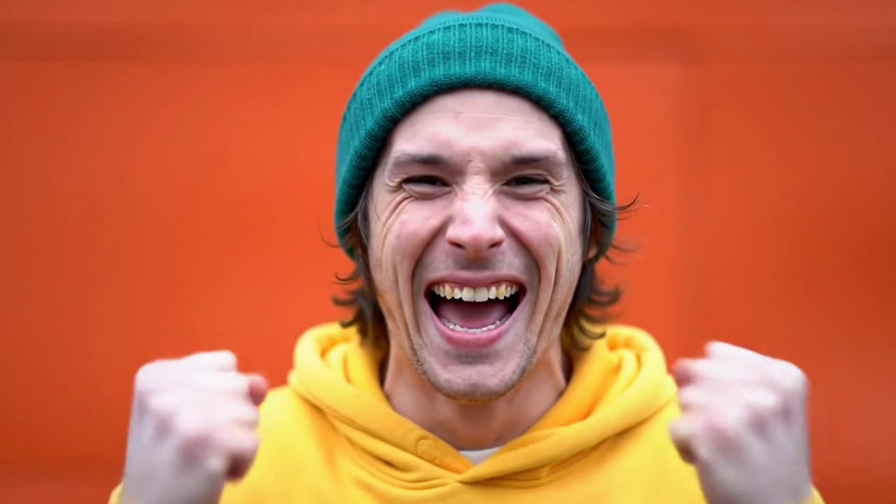 Uomo Felice che Festeggia Successo e Vittoria