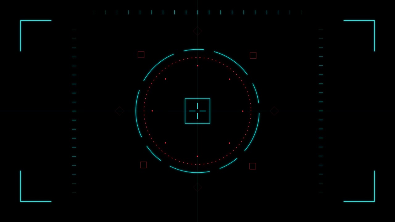 Digital HUD Targeting System Overlay with Rotating Circular Interface