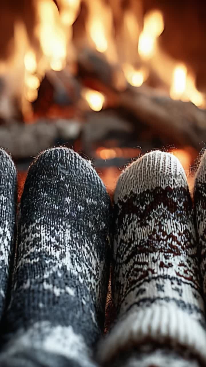 Piedi al caldo accanto al fuoco: godersi il comfort delle calze fatte a mano tra le fiamme brillanti e un rustico focolare
