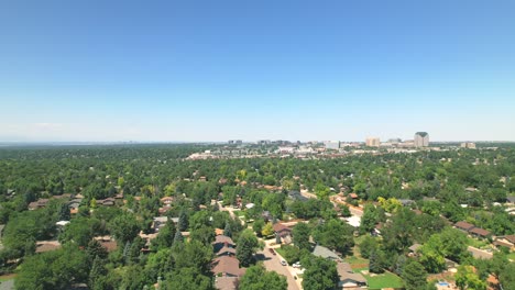 aerial drone view of houses around the neighborhood of centennial colorado, a suburb of denver, colorado