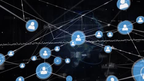 animación del procesamiento de datos a través de una red de conexiones