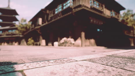 traditional japanese temple with stone pathway