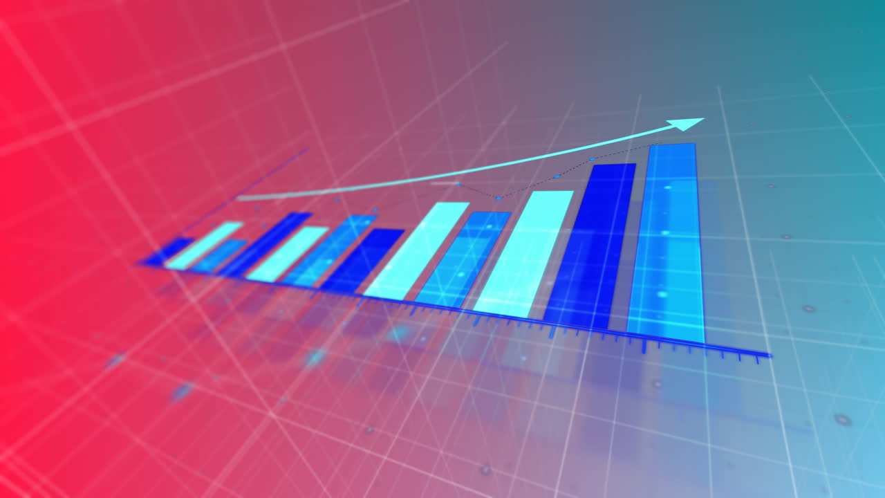 animación de las estadísticas y el procesamiento de datos digitales sobre un fondo oscuro