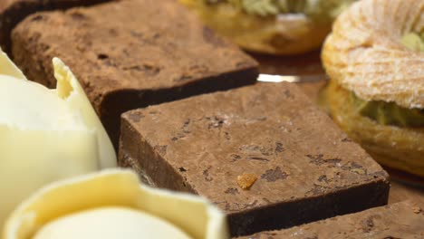brownies and cream puffs dessert display