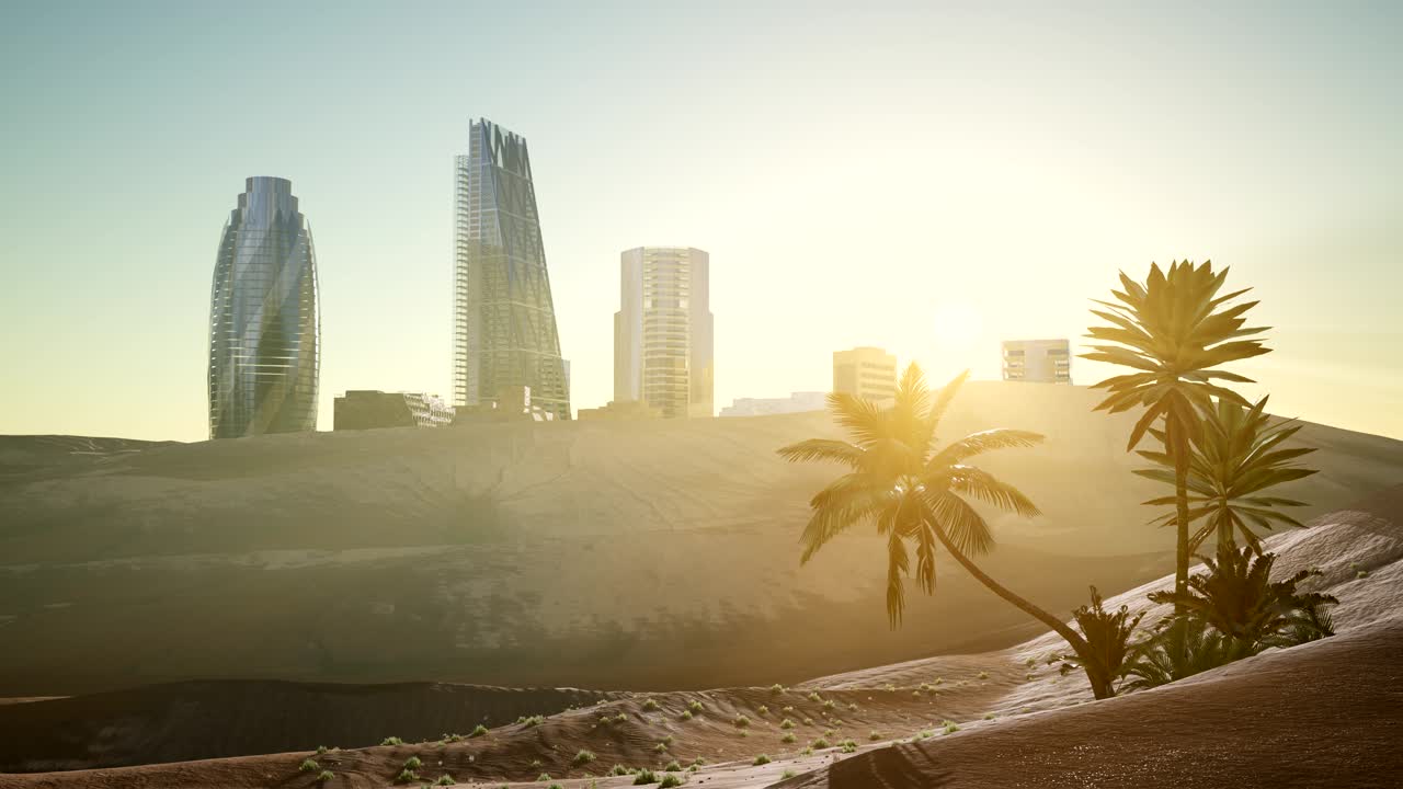 rascacielos de la ciudad en el desierto