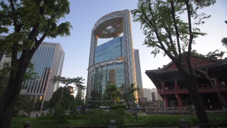 Skyscraper-in-Myeong-Dong-at-Dawn