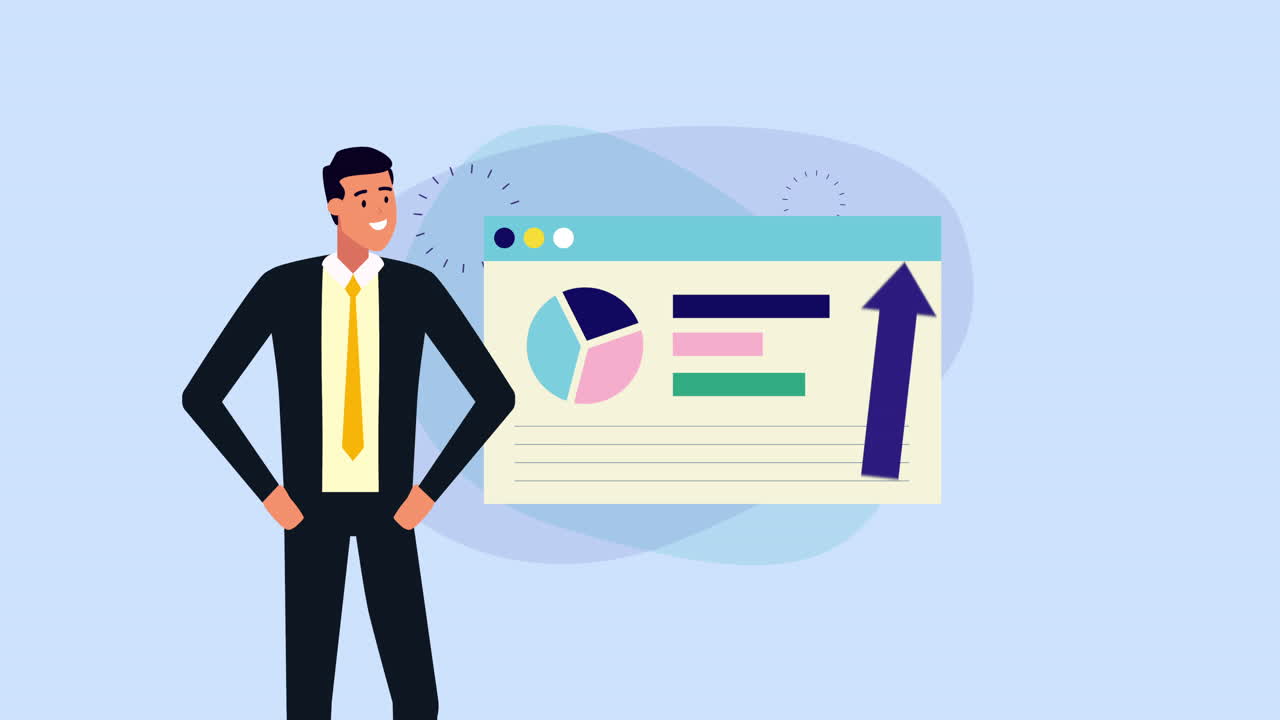 elegant businessman worker with statistics presentation
