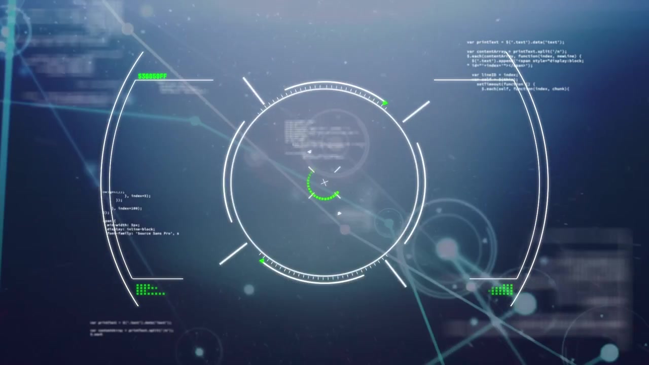 Animation of data processing over blue background