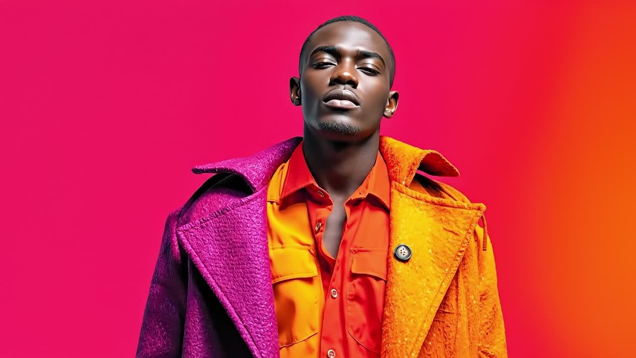 A man in a colorful jacket and orange shirt