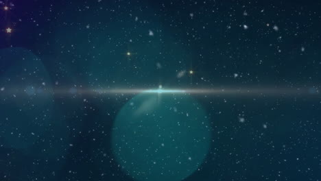 animation of snow and stars falling over light spots