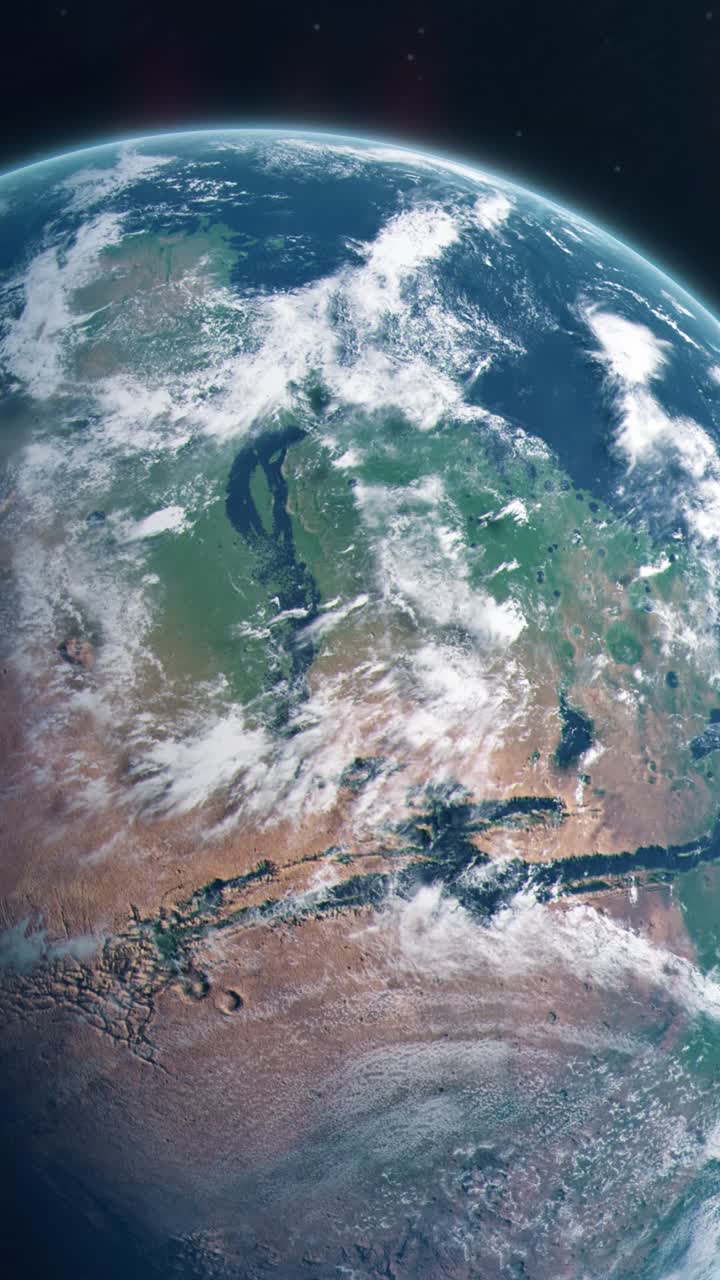 Vertical Shot of Pulling Back to Reveal a Lush Habitable Planet Mars Millions of Years Ago