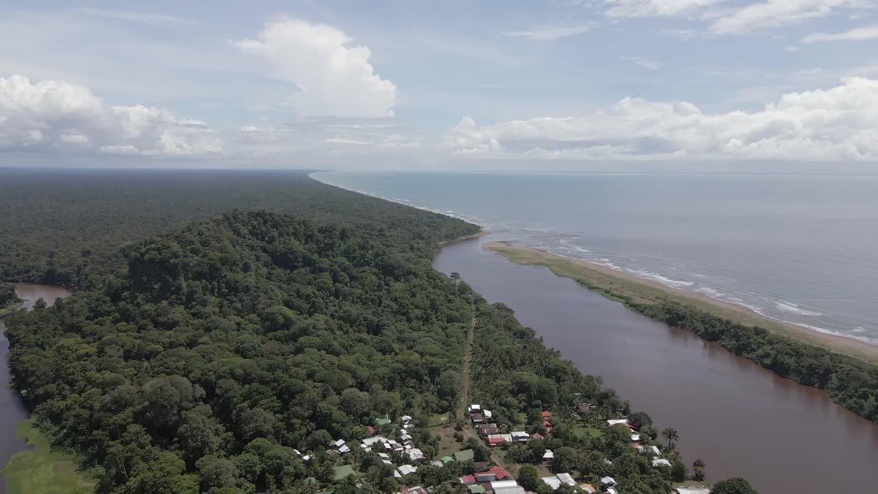 Aerial view of Tortuguero and Cerro on Caribbean coast of Costa Rica