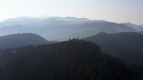 aerial view of mountain in the sun