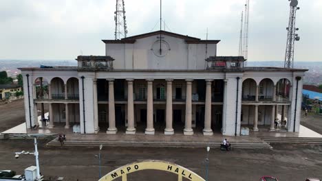 static wide shot of a colonial-style building in nigeria