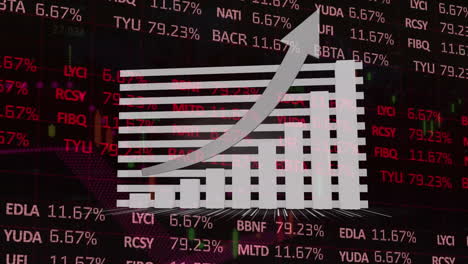 animación de estadísticas con flecha y procesamiento de datos