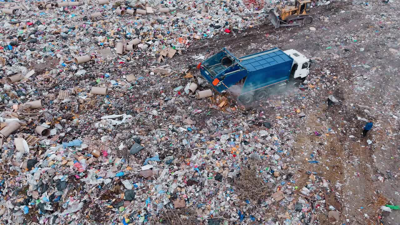 Garbage Truck at Landfill