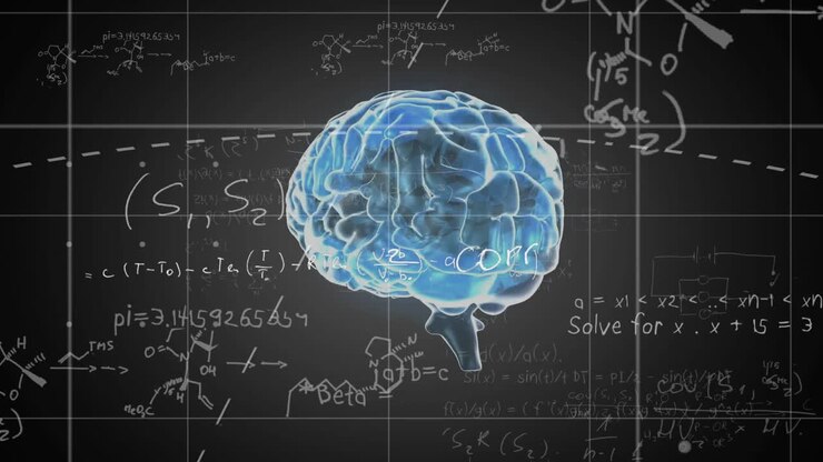 Animating brain with mathematical equations and scientific formulas