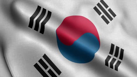 korea blowing flag video, motion loop. korea flag closeup 4k resolution video.