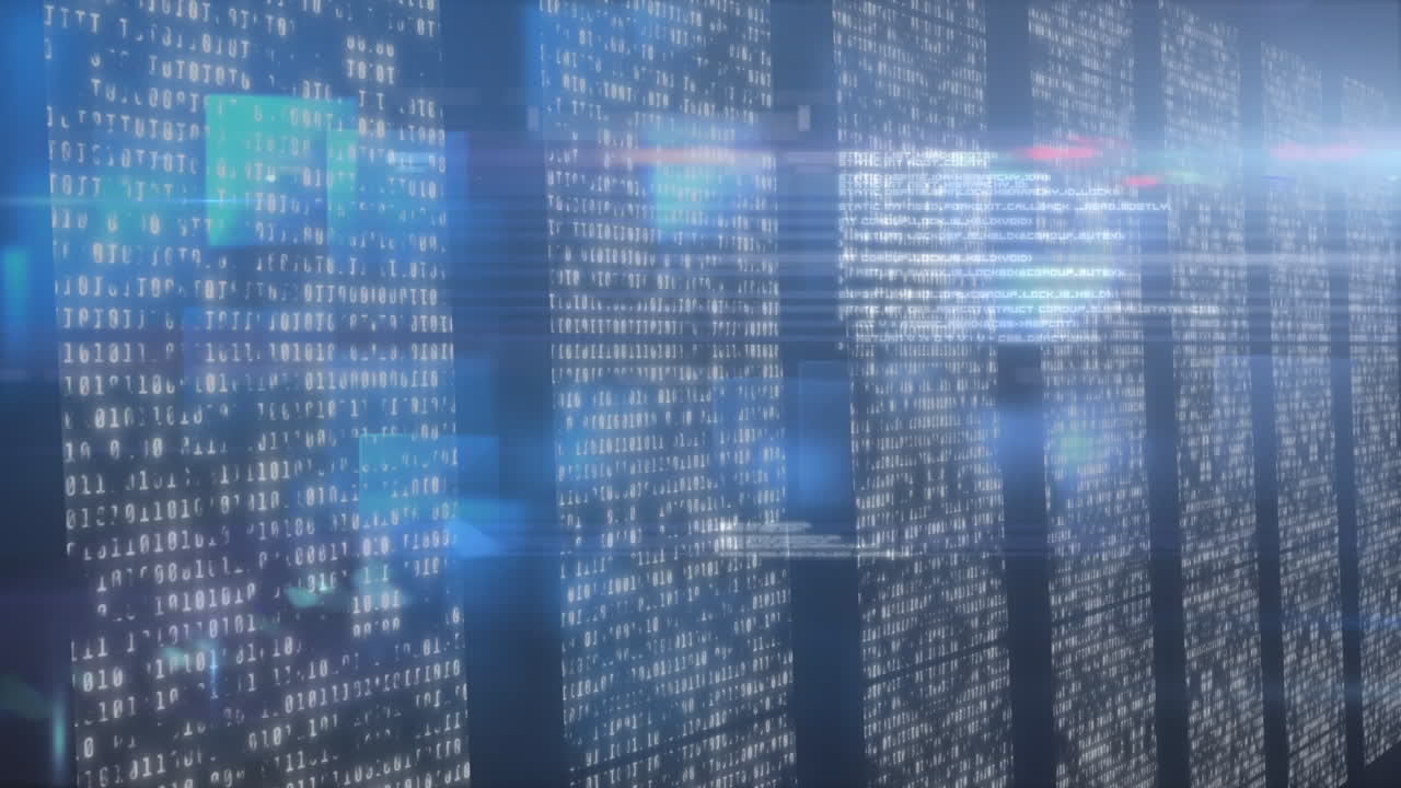 animación del procesamiento de datos sobre puntos de luz