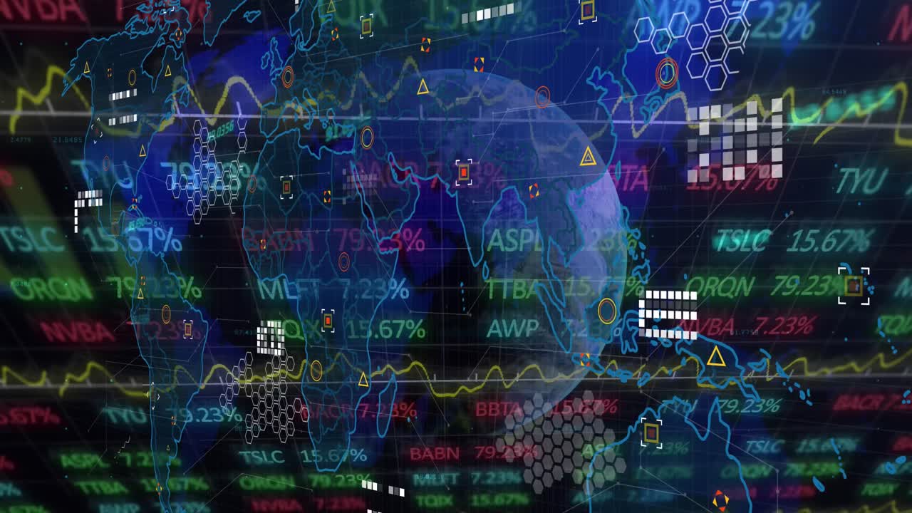 검은색 배경에 데이터 처리의 애니메이션