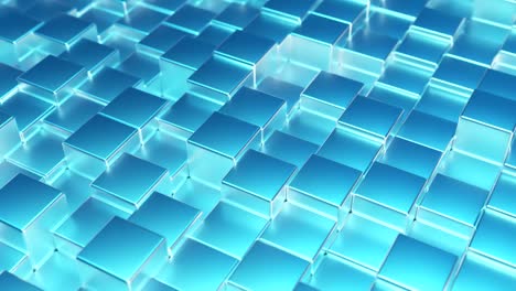 abstract blue metallic background from cubes. wall of a metal cube. seamless loop 3d render