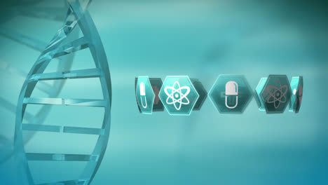 dna helix with medical science symbols