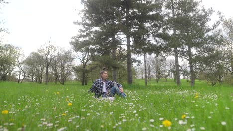 young people relaxing in a park