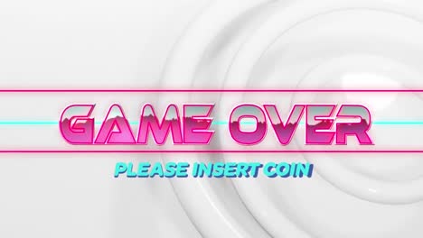 animation of game over text over light trails on white background