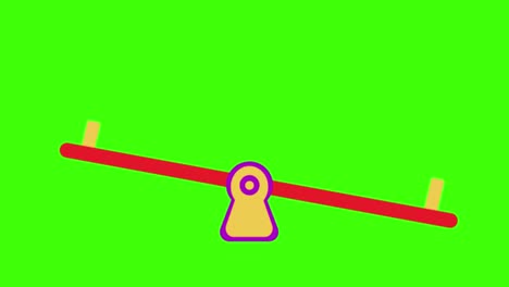 2D animated illustration of a teeter totter on a green screen